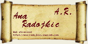 Ana Radojkić vizit kartica